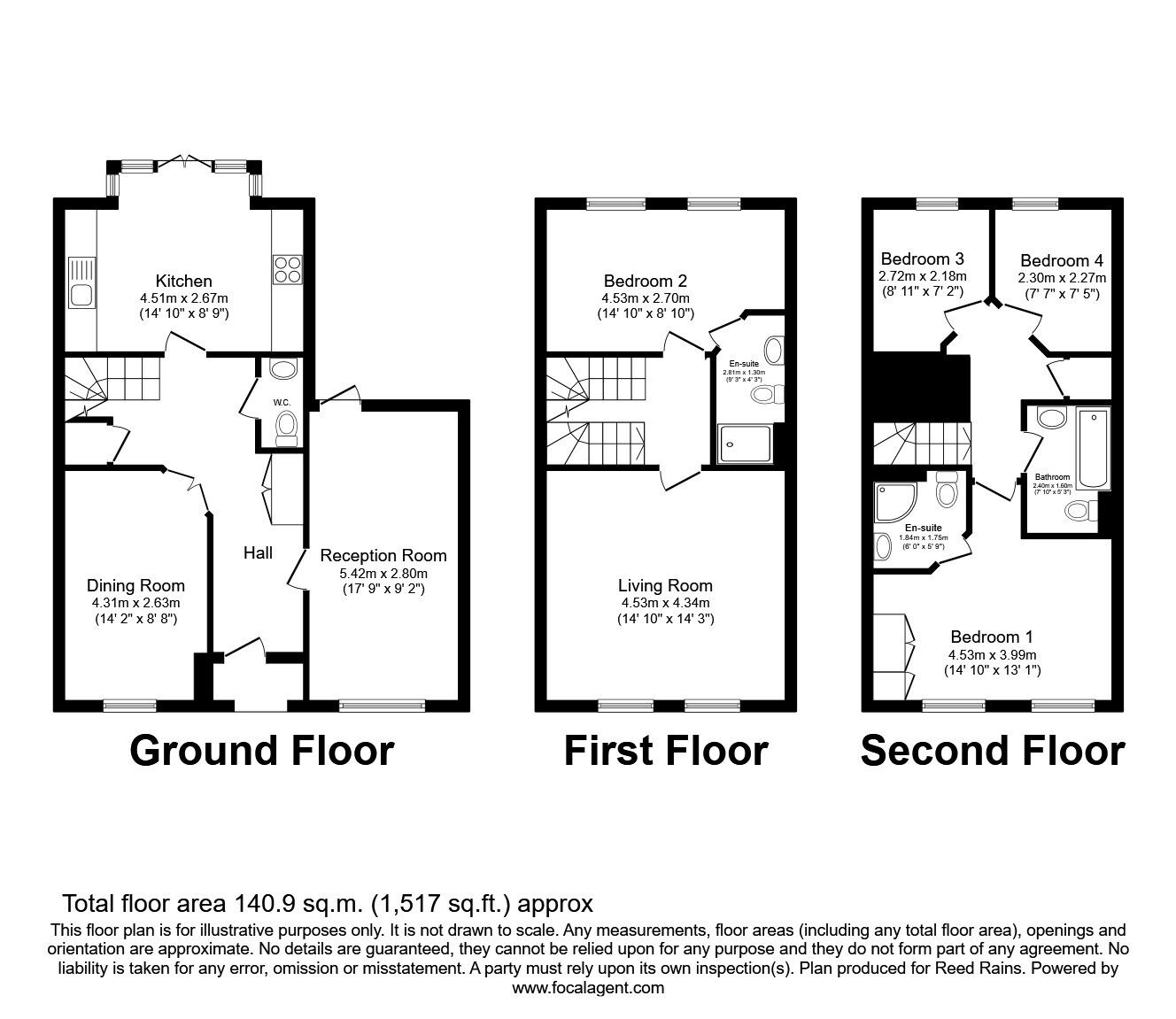 Floorplan of 4 bedroom Semi Detached House for sale, The Point, Wakefield, West Yorkshire, WF2
