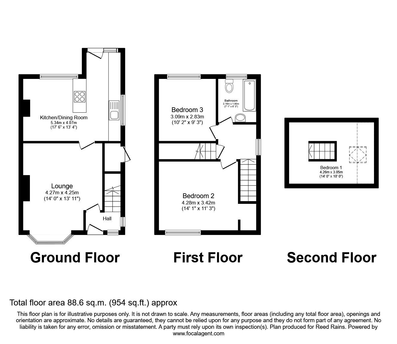 Floorplan of 2 bedroom Semi Detached House for sale, George Street, Outwood, West Yorkshire, WF1