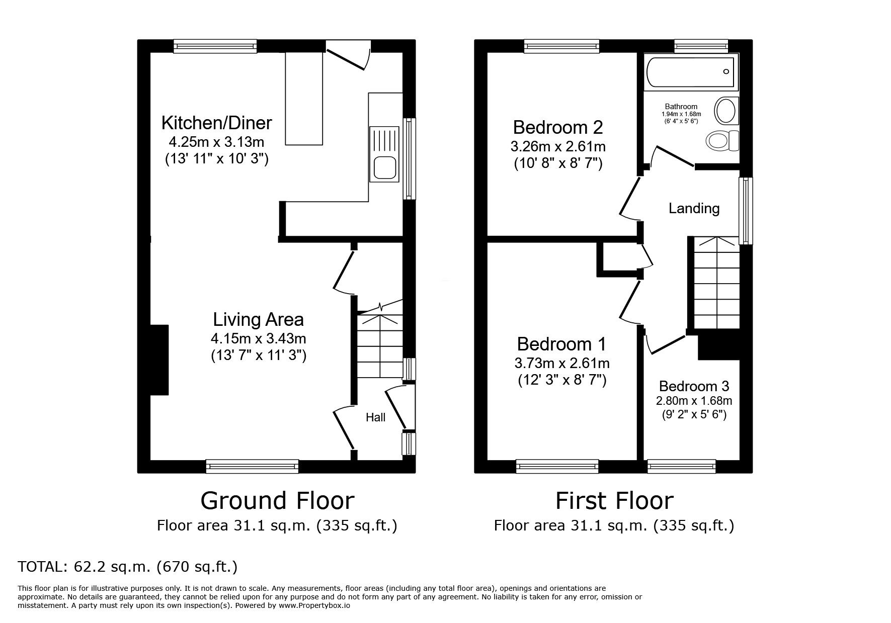 Floorplan of 3 bedroom Semi Detached House for sale, Victoria Way, Wakefield, West Yorkshire, WF1