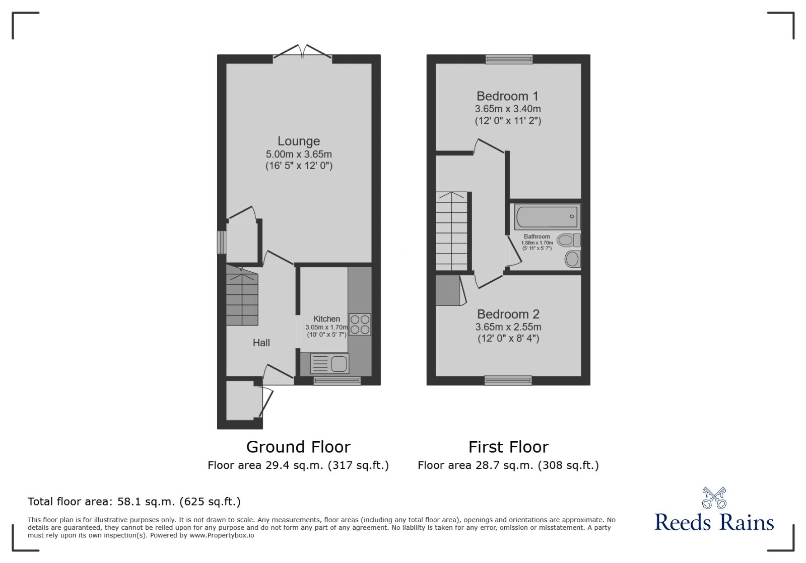 Floorplan of 2 bedroom Semi Detached House for sale, Maybush Road, Wakefield, West Yorkshire, WF1