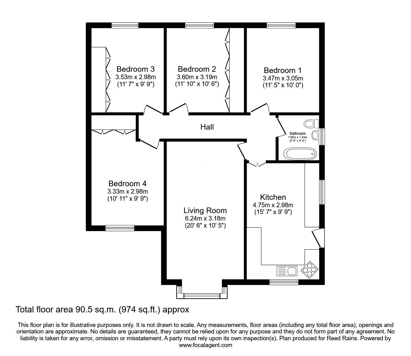 Floorplan of 4 bedroom Detached Bungalow for sale, Greenfield Road, Ossett, West Yorkshire, WF5