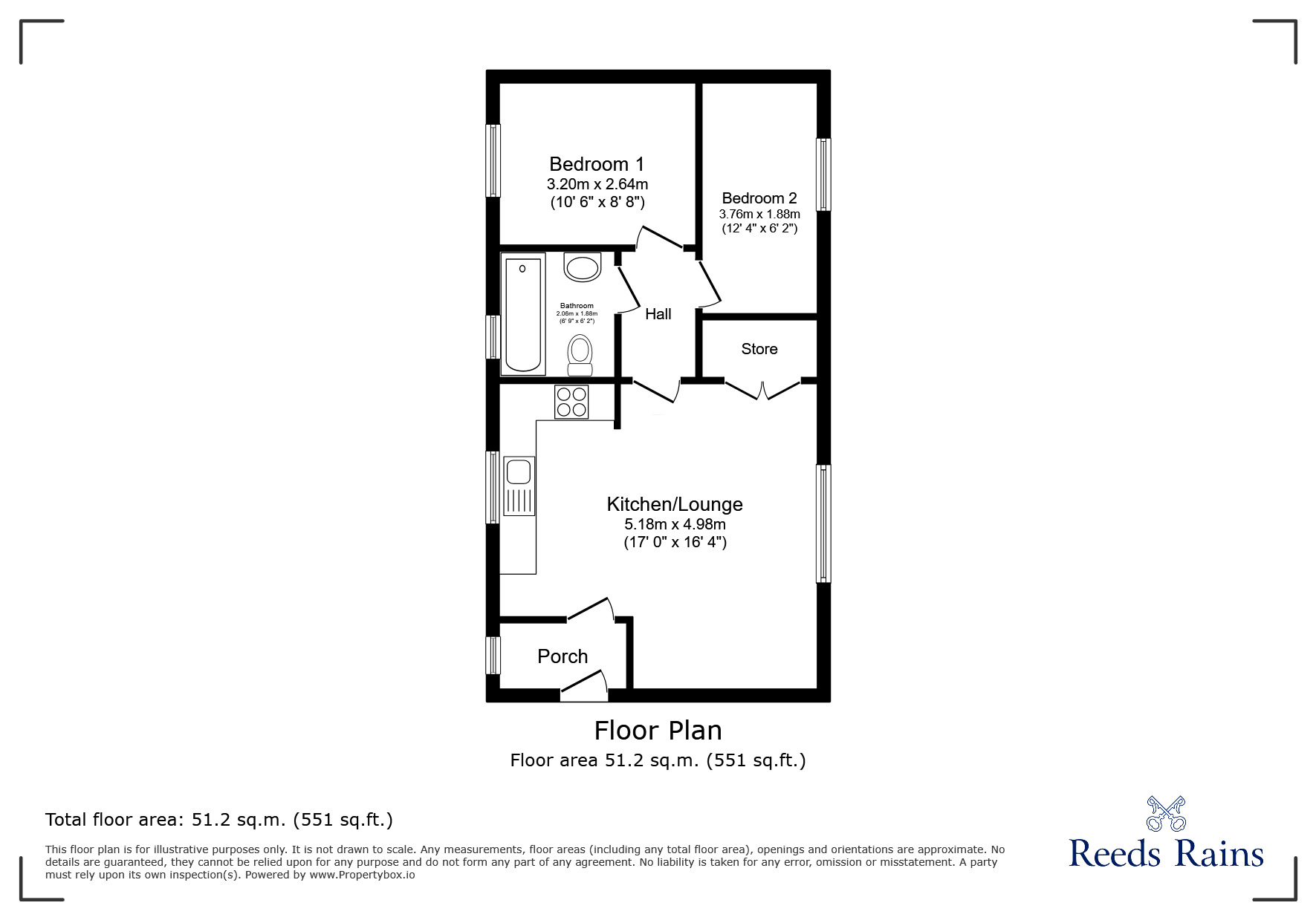 Floorplan of 2 bedroom  Flat for sale, Meadow Croft, Wakefield, West Yorkshire, WF2