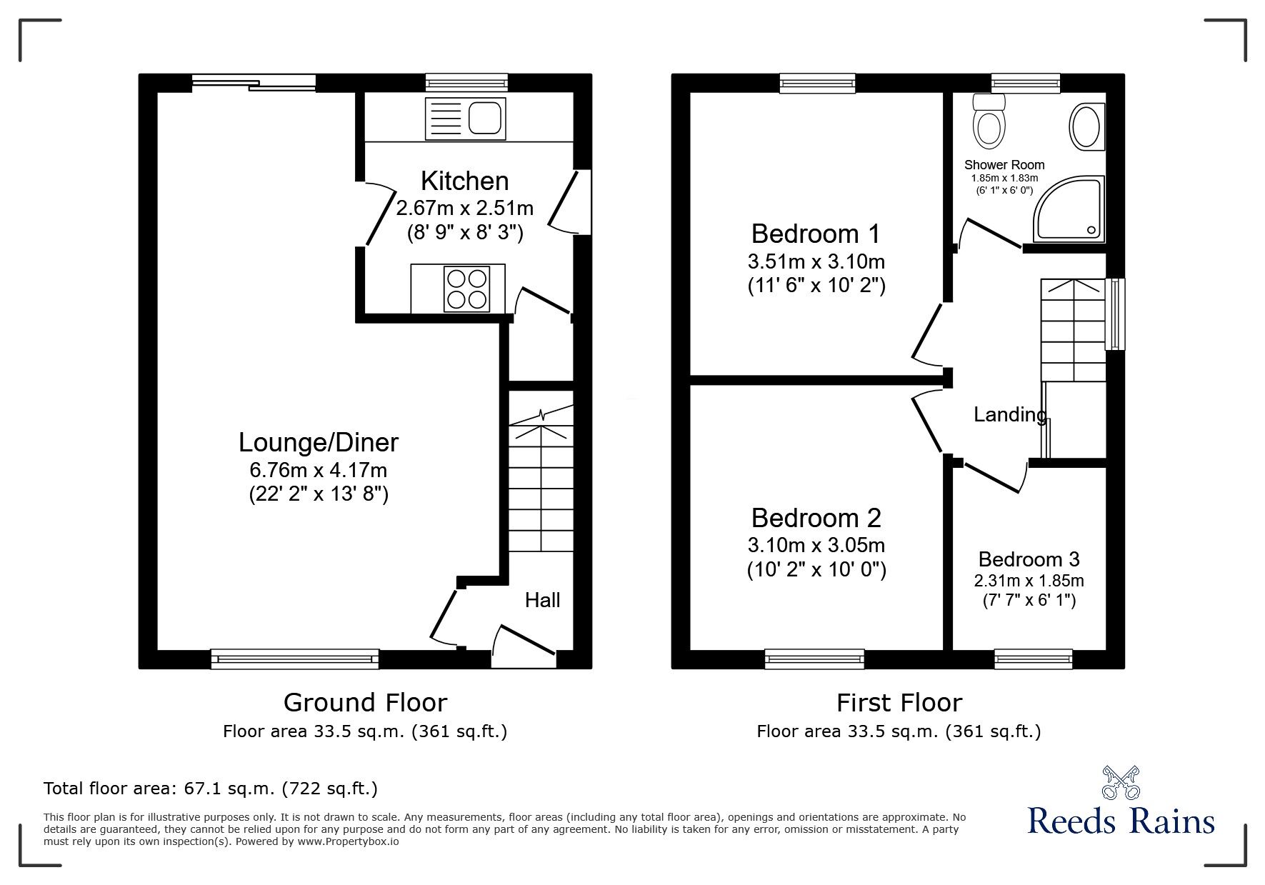 Floorplan of 3 bedroom Semi Detached House for sale, Grey Street, Wakefield, West Yorkshire, WF1