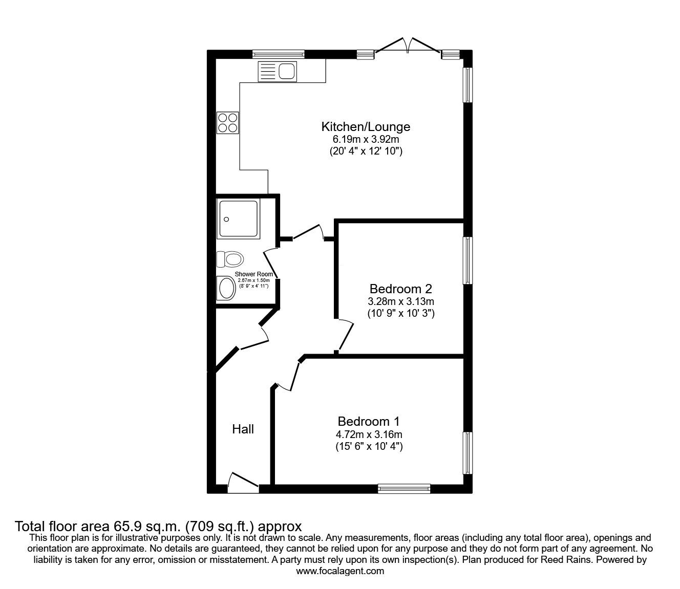 Floorplan of 2 bedroom  Bungalow for sale, Lime Pit Lane, Stanley, West Yorkshire, WF3