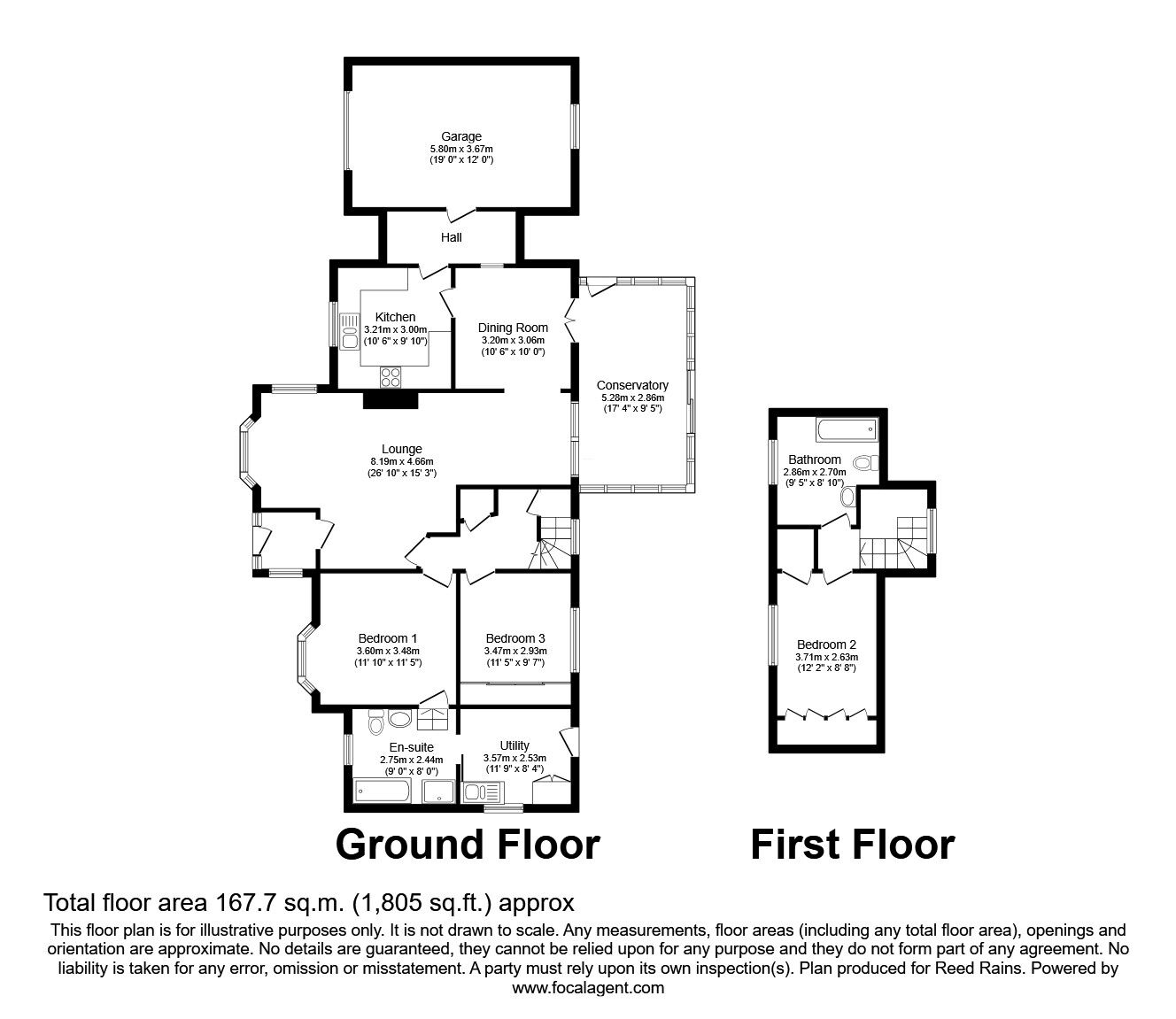 Floorplan of 3 bedroom Detached Bungalow for sale, Brandy Carr Road, Kirkhamgate, West Yorkshire, WF2