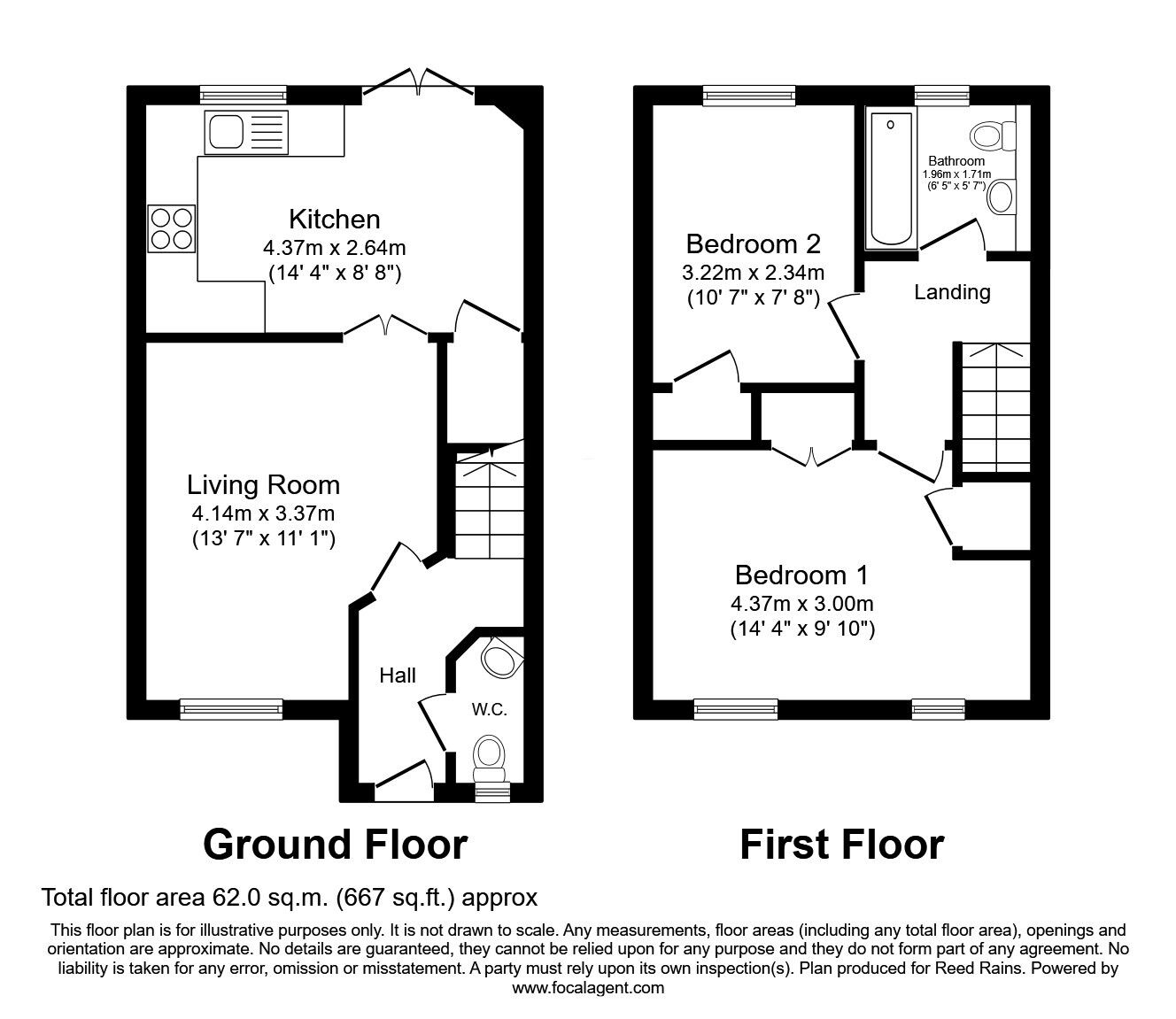Floorplan of 2 bedroom Mid Terrace House for sale, Mill Chase Road, Wakefield, West Yorkshire, WF2