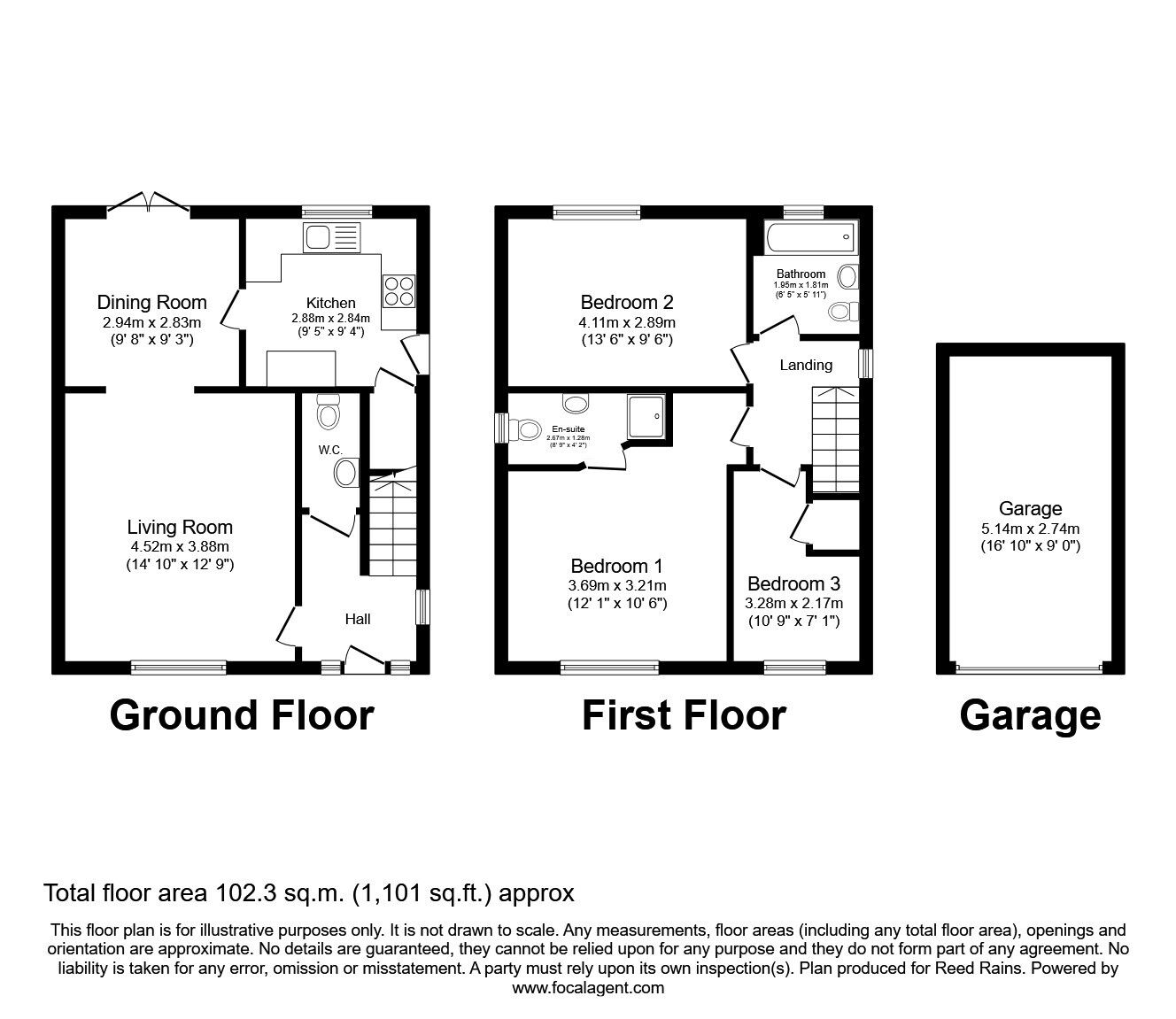 Floorplan of 3 bedroom Detached House for sale, Larkspur Way, Wakefield, West Yorkshire, WF2