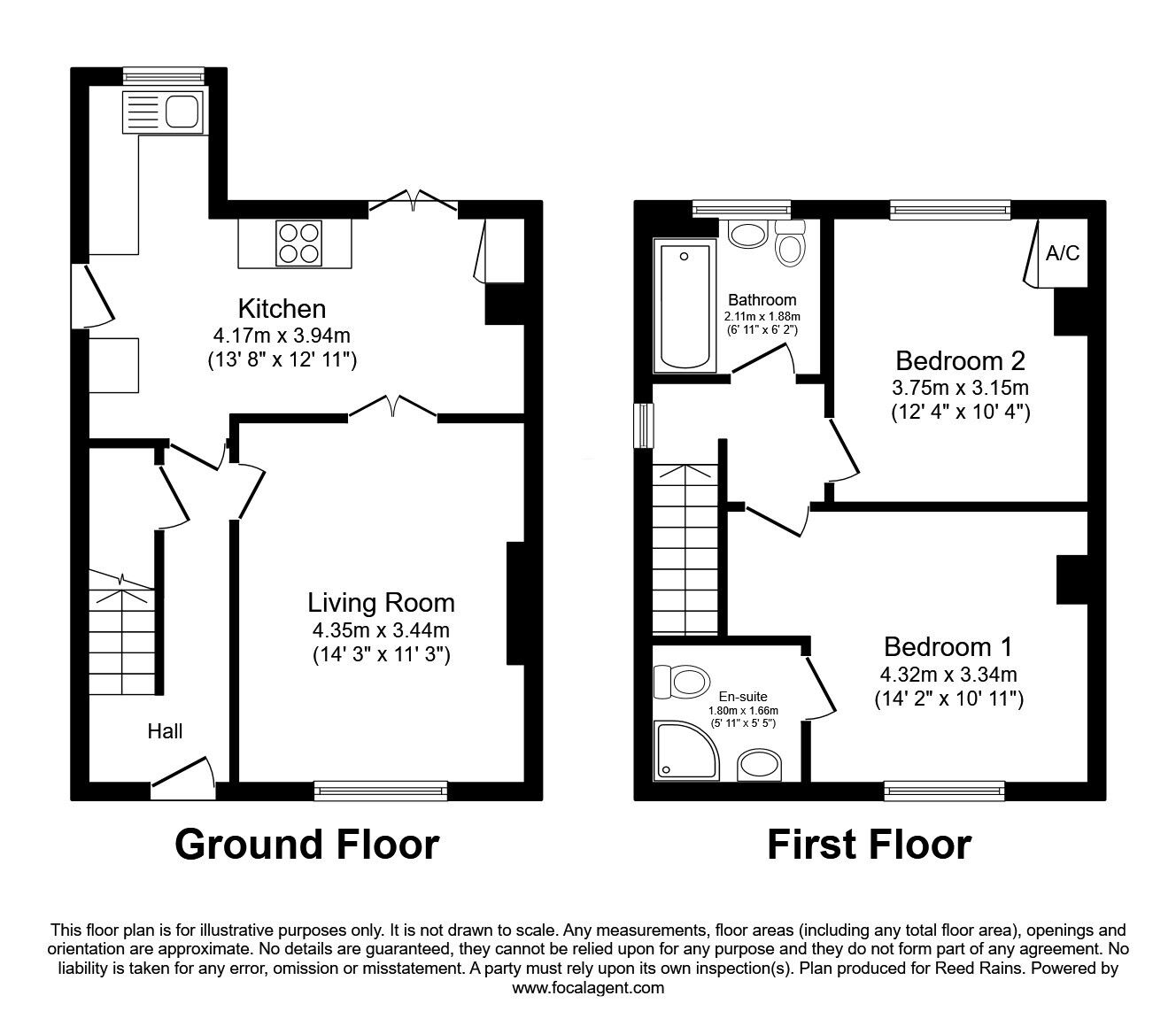Floorplan of 2 bedroom Semi Detached House for sale, Coach Road, Wakefield, West Yorkshire, WF1
