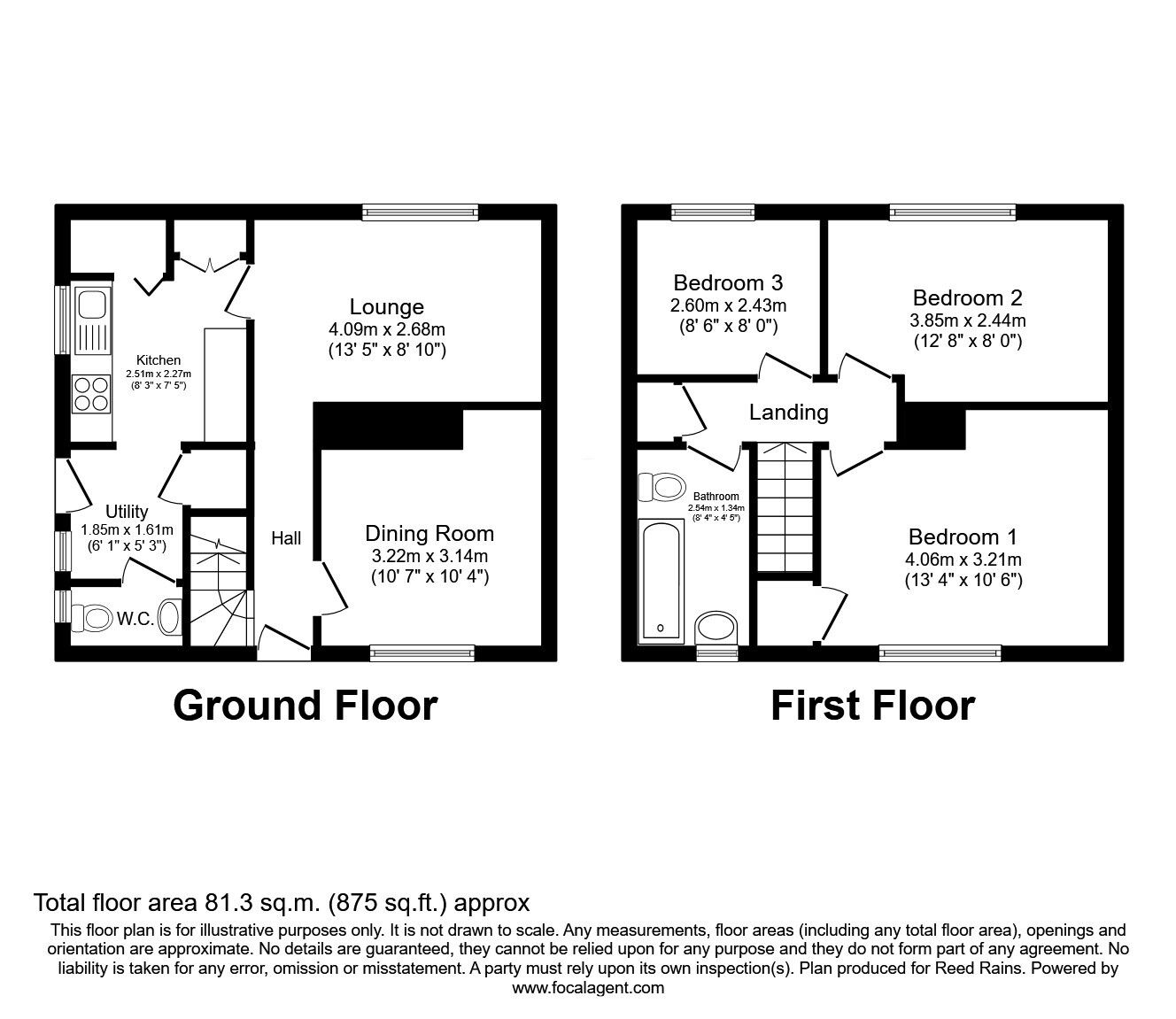 Floorplan of 3 bedroom Semi Detached House for sale, Regina Crescent, Havercroft, West Yorkshire, WF4