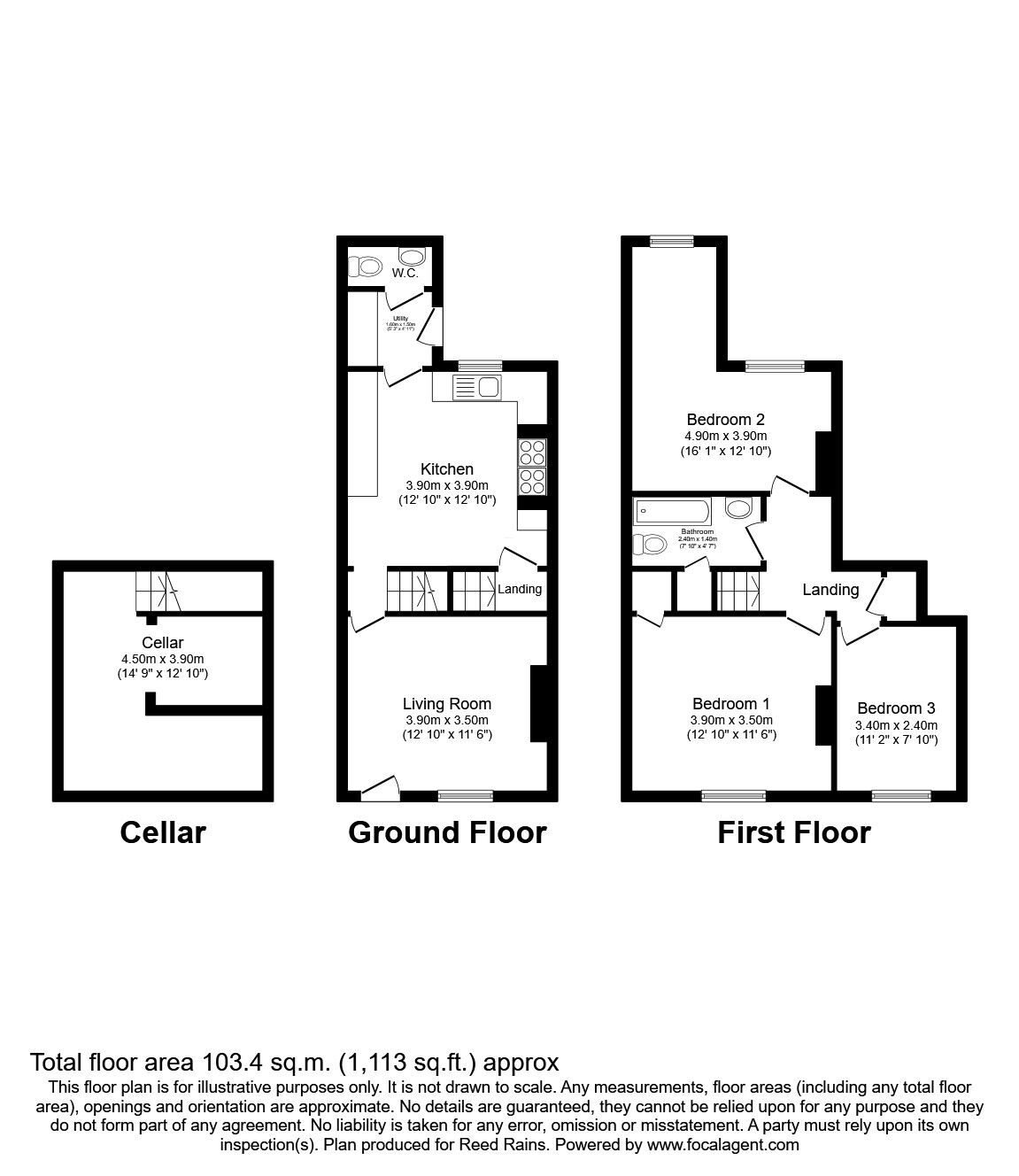 Floorplan of 3 bedroom Mid Terrace House for sale, Leeds Road, Wakefield, West Yorkshire, WF1