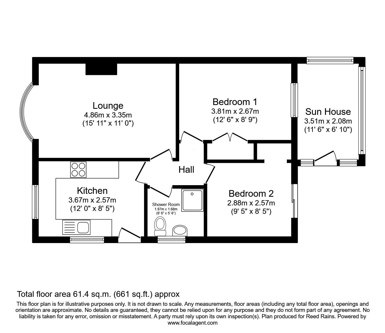 Floorplan of 2 bedroom Semi Detached Bungalow for sale, Haveroid Way, Crigglestone, West Yorkshire, WF4