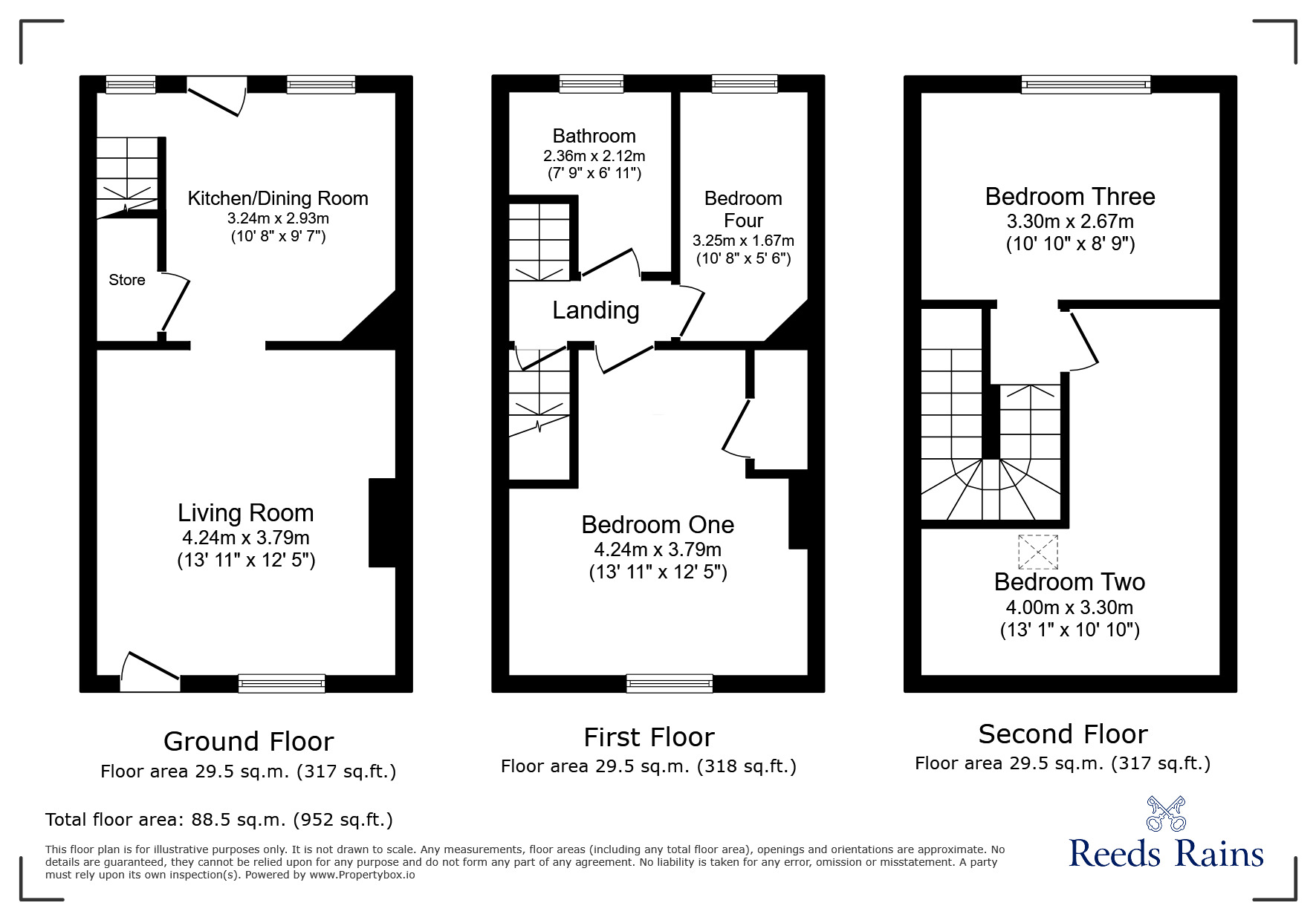 Floorplan of 4 bedroom Mid Terrace House for sale, Painthorpe Lane, Crigglestone, West Yorkshire, WF4