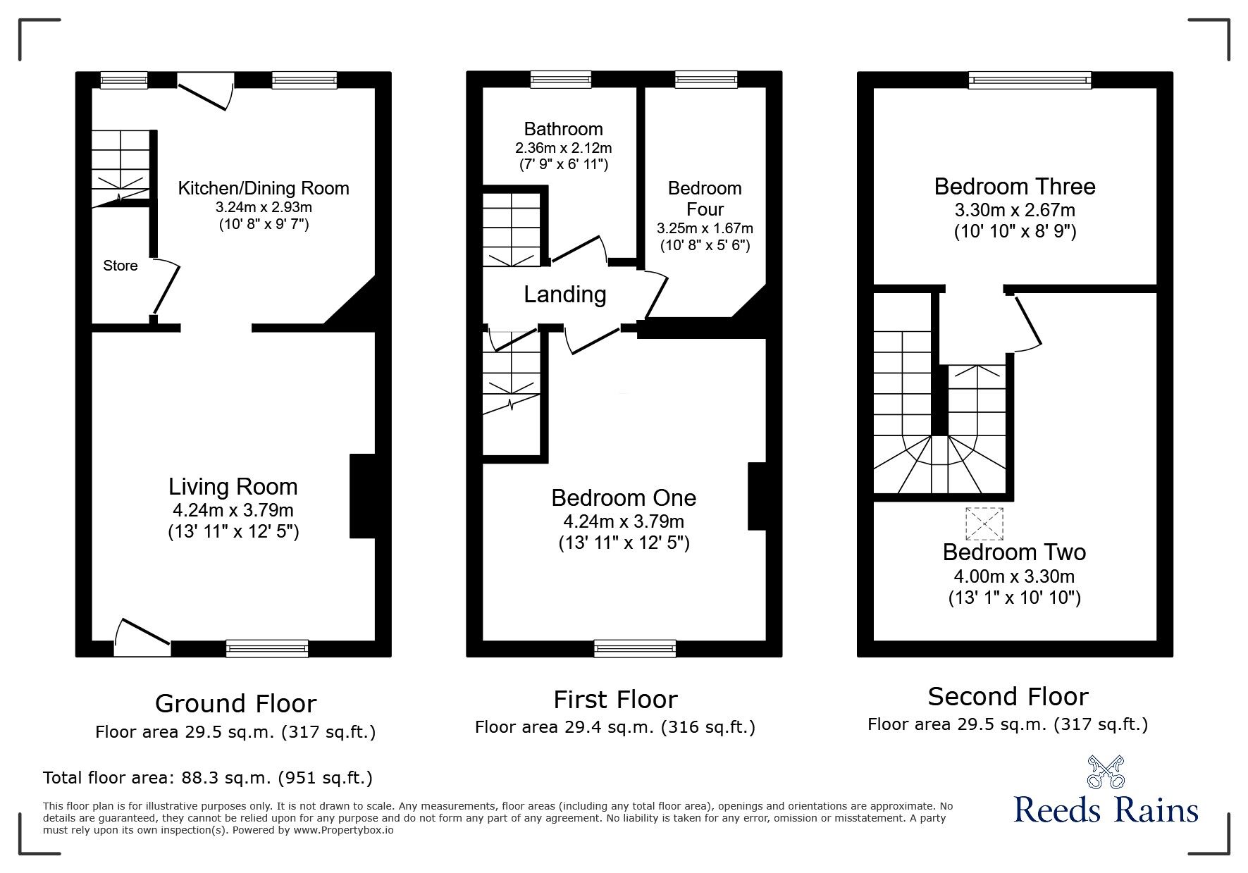 Floorplan of 4 bedroom Mid Terrace House for sale, Painthorpe Lane, Crigglestone, West Yorkshire, WF4