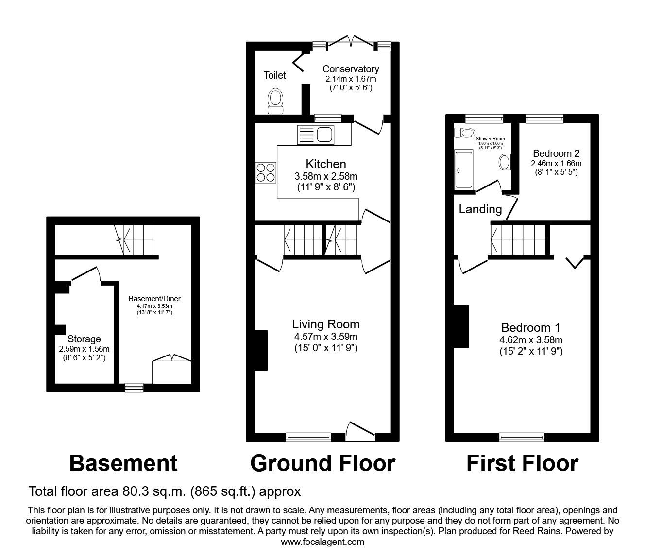 Floorplan of 2 bedroom Mid Terrace House for sale, Whitehall Street, Wakefield, West Yorkshire, WF2