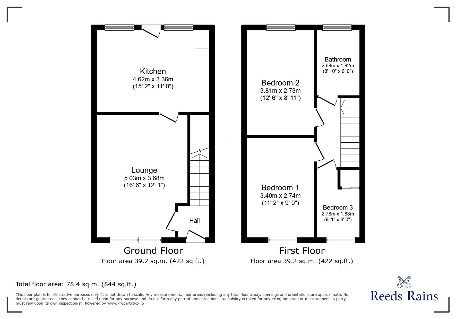 Floorplan of 3 bedroom End Terrace House for sale, Moor Grove, Stanley, West Yorkshire, WF3