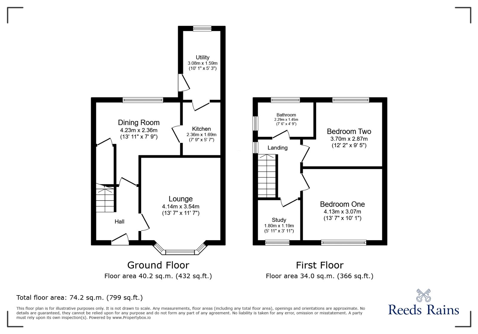 Floorplan of 2 bedroom Semi Detached House for sale, Clifton Road, Sharlston Common, West Yorkshire, WF4