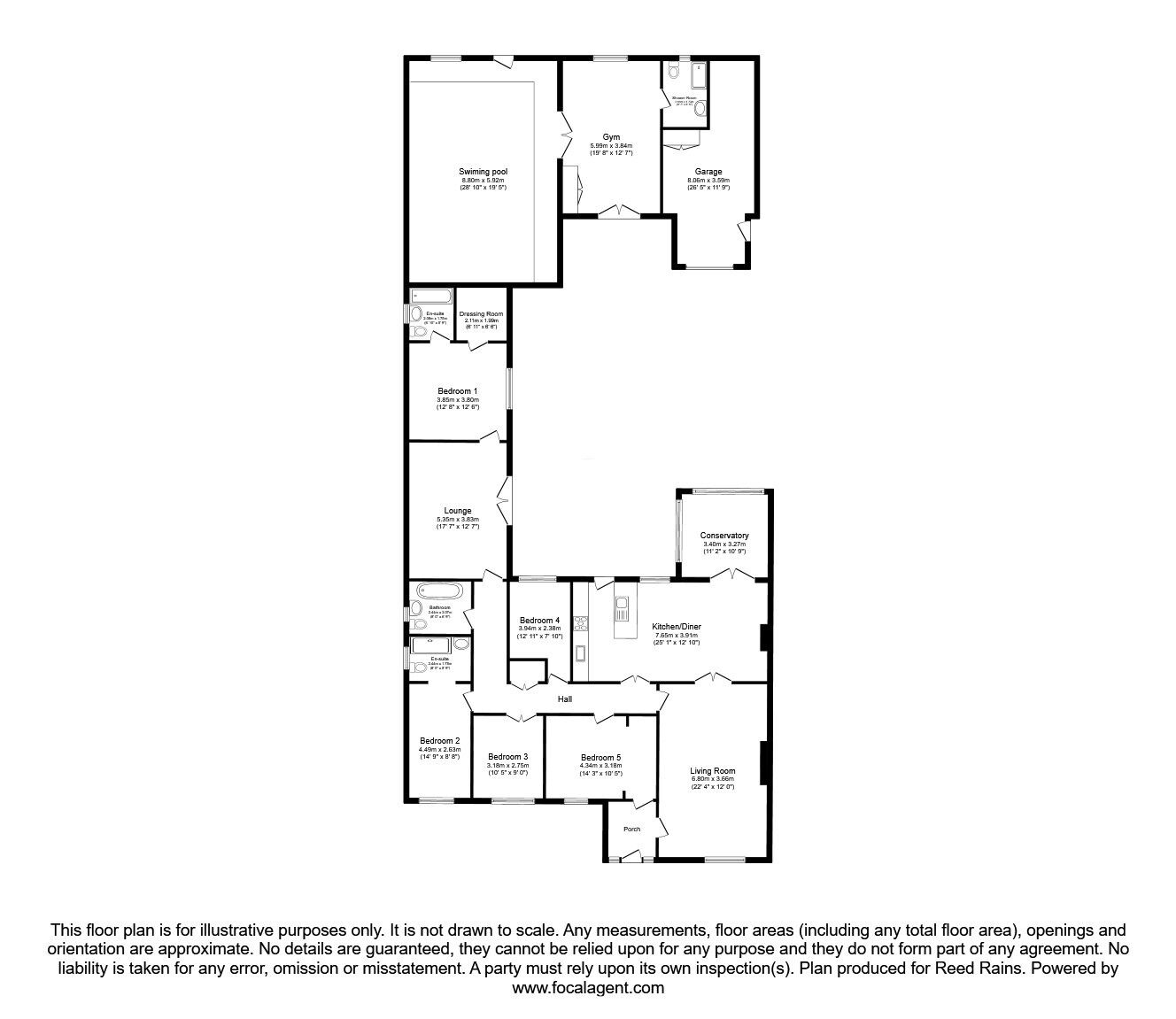 Floorplan of 6 bedroom Detached Bungalow for sale, A The Green, Sharlston Common, West Yorkshire, WF4