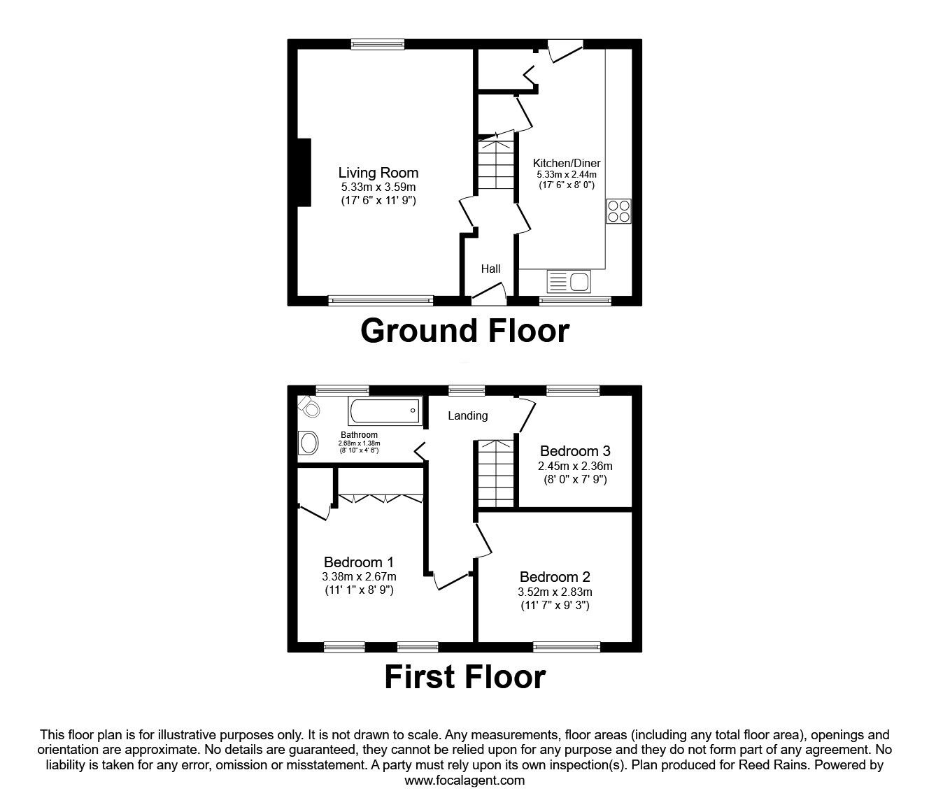 Floorplan of 3 bedroom Semi Detached House for sale, Broadway, Wakefield, West Yorkshire, WF2