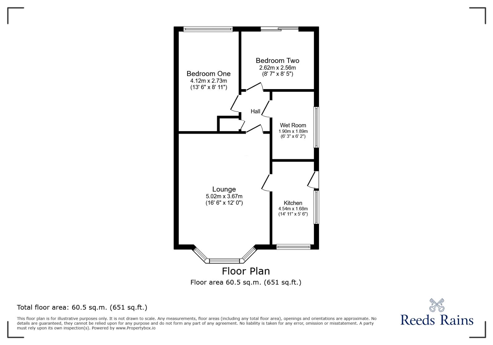 Floorplan of 2 bedroom Semi Detached Bungalow for sale, Wrenthorpe Lane, Wrenthorpe, West Yorkshire, WF2