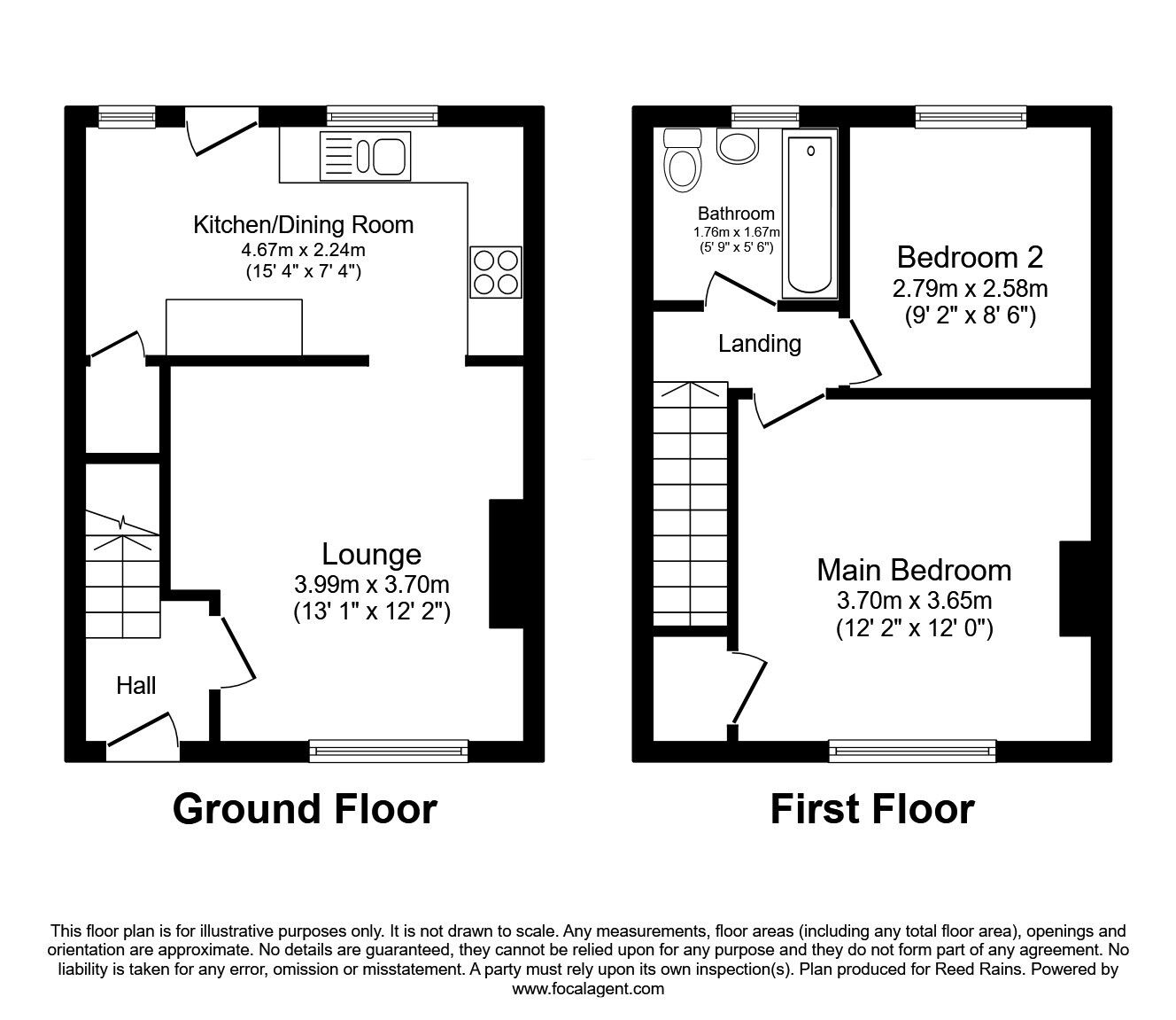 Floorplan of 2 bedroom Mid Terrace House for sale, Park Avenue, Lofthouse, West Yorkshire, WF3
