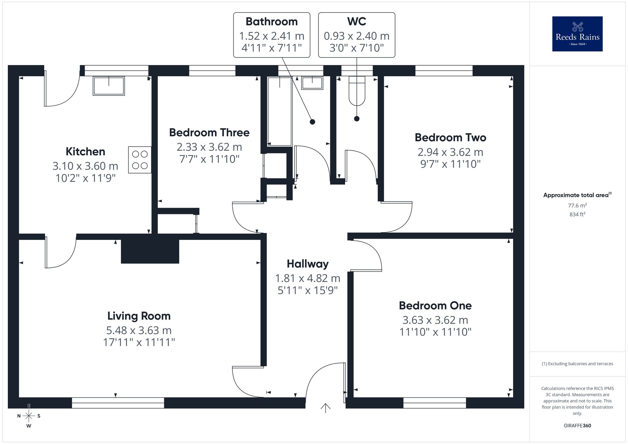 Floorplan of 3 bedroom Semi Detached Bungalow for sale, Gloucester Grove, Wakefield, West Yorkshire, WF2