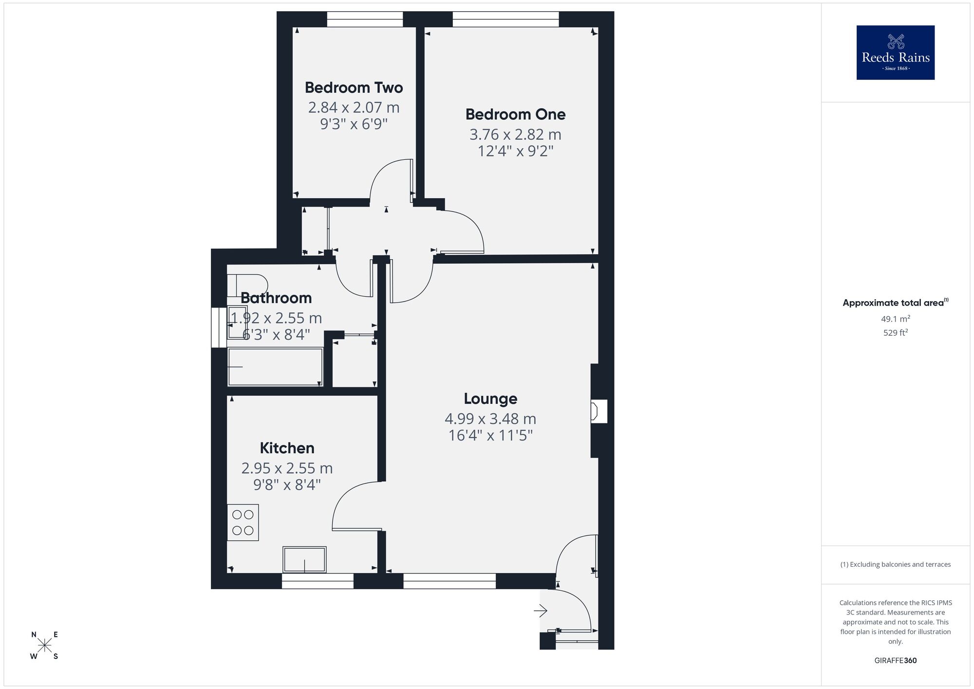 Floorplan of 2 bedroom Flat for sale, Cricketers Approach, Wrenthorpe, West Yorkshire, WF2