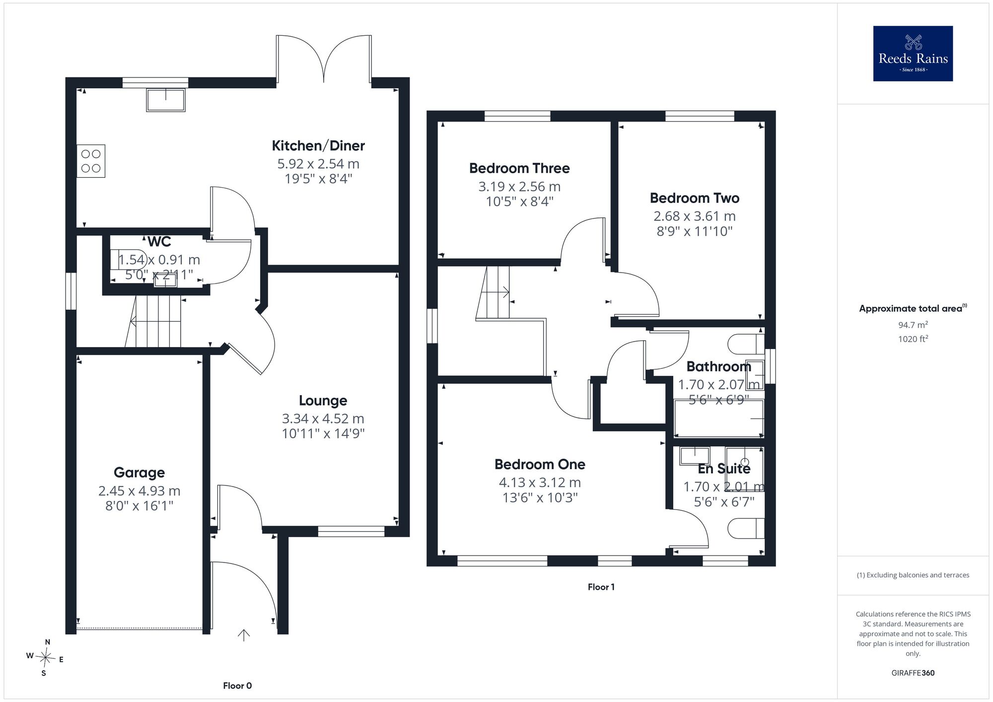 Floorplan of 3 bedroom Detached House for sale, Jasmine Mews, Wakefield, West Yorkshire, WF1