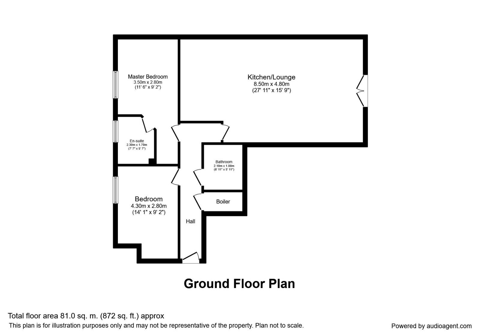 Floorplan of 2 bedroom Flat for sale, Delamere Gardens, Wakefield, West Yorkshire, WF1