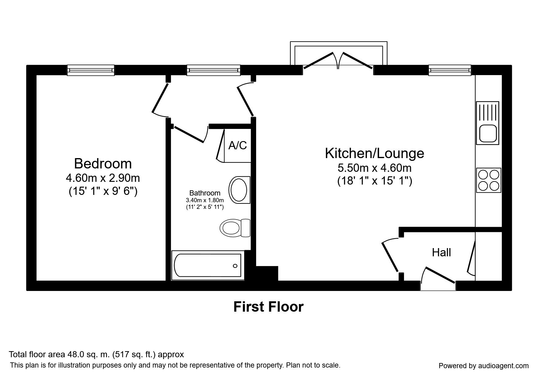Floorplan of 1 bedroom Flat for sale, Grove Road, Wakefield, West Yorkshire, WF1