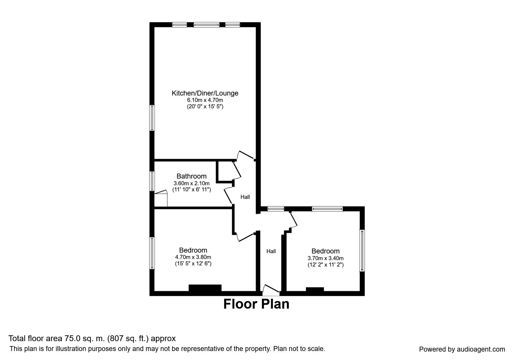 Floorplan of 2 bedroom Flat to rent, Lime Pit Lane, Stanley, West Yorkshire, WF3