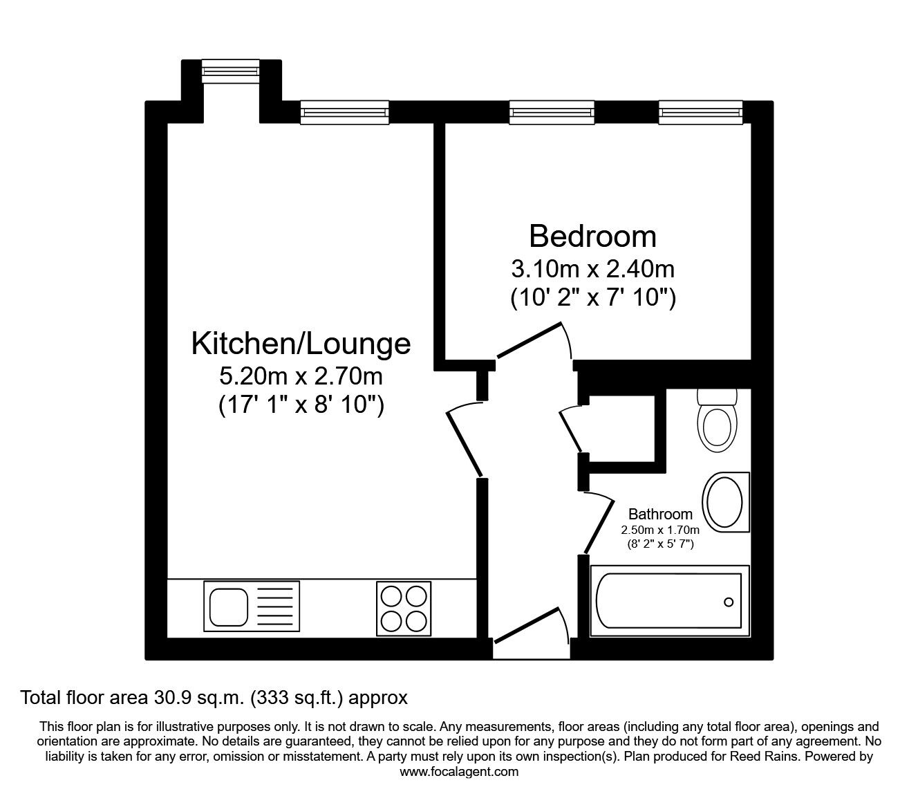Floorplan of 1 bedroom Flat to rent, Market Street, Wakefield, West Yorkshire, WF1