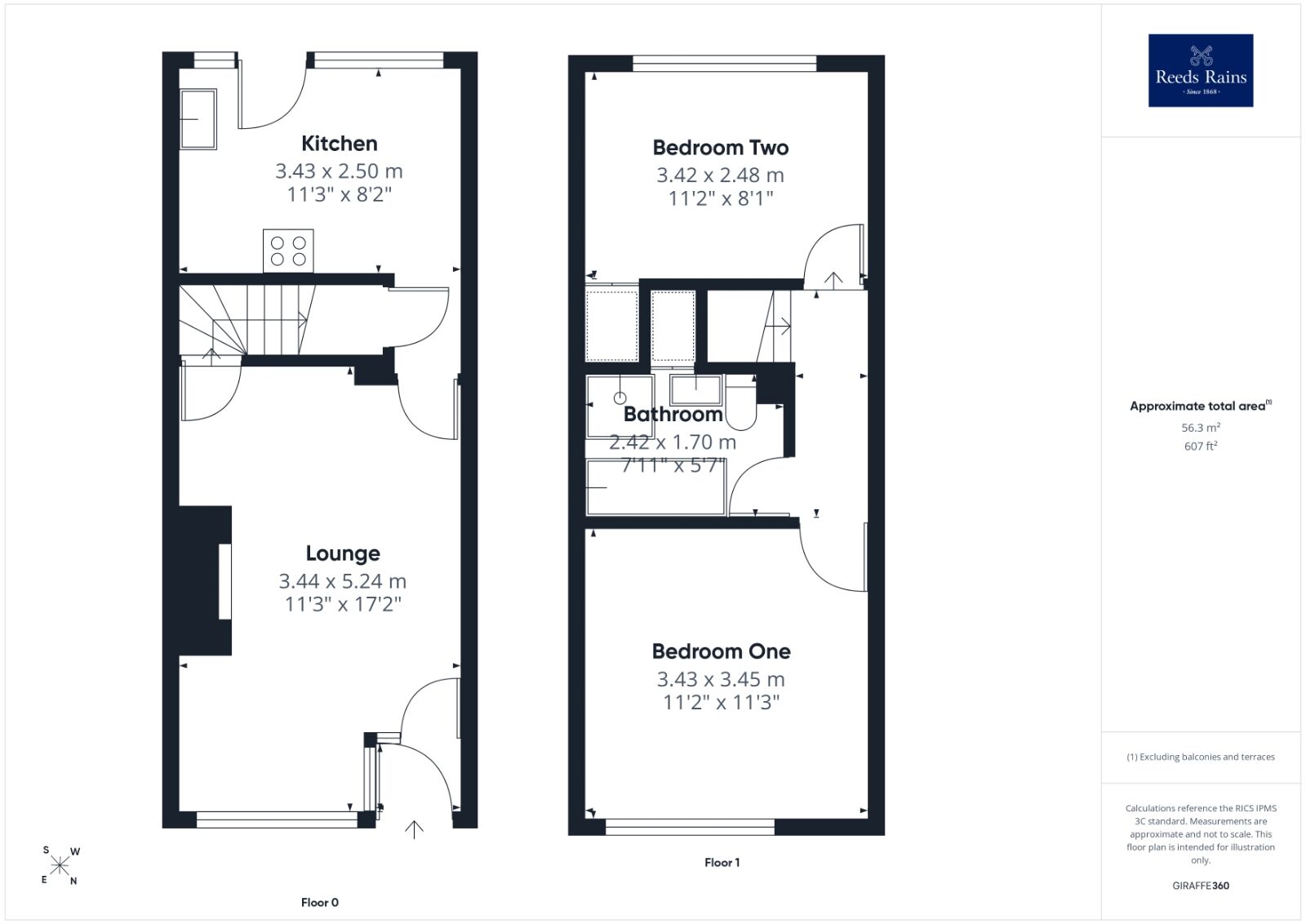Floorplan of 2 bedroom Mid Terrace House for sale, Dunn Close, Wrenthorpe, West Yorkshire, WF2