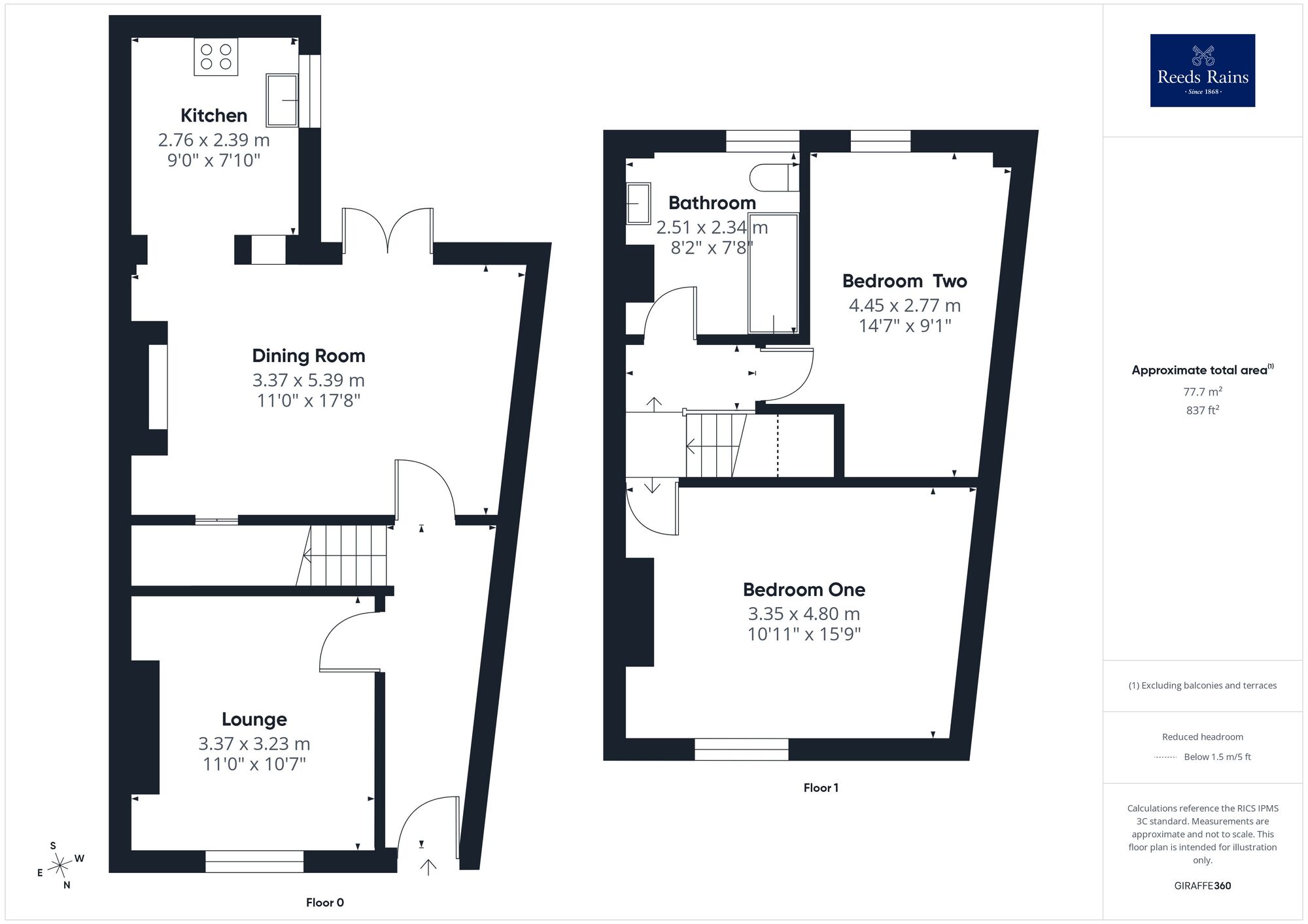 Floorplan of 2 bedroom End Terrace House for sale, Clifton Place, Wakefield, West Yorkshire, WF1