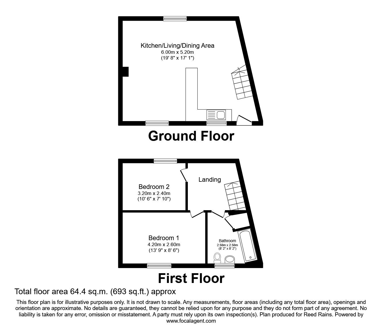 Floorplan of 2 bedroom End Terrace Property to rent, Shay Lane, Walton, West Yorkshire, WF2