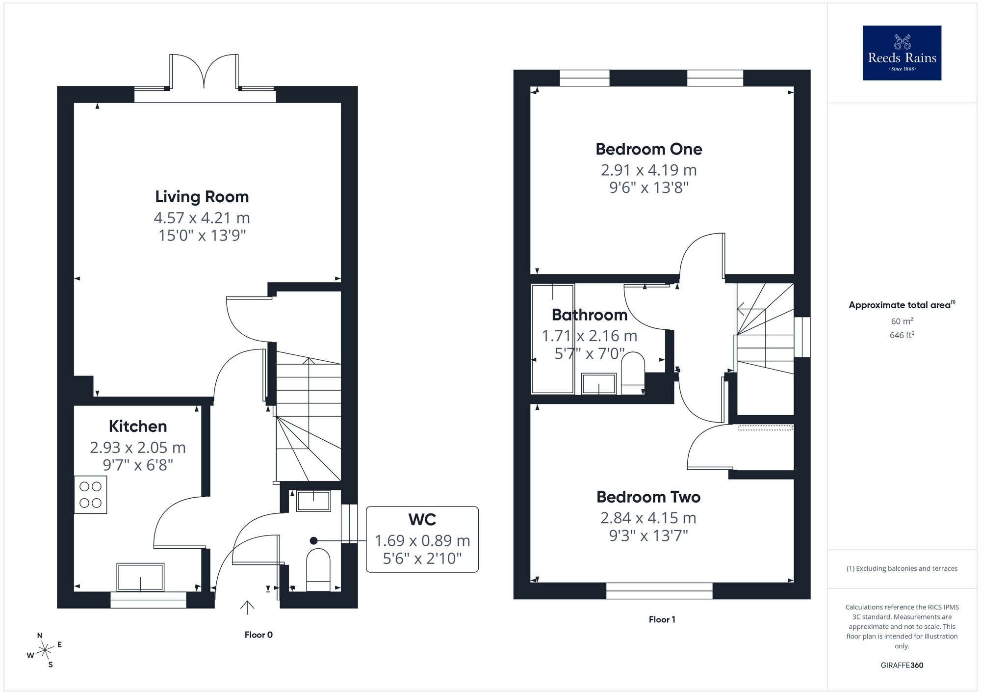Floorplan of 2 bedroom End Terrace House for sale, Corbett Drive, Wakefield, West Yorkshire, WF2