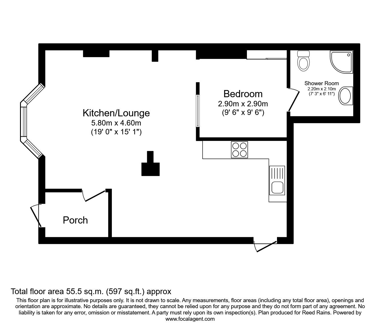 Floorplan of 1 bedroom Flat to rent, Doncaster Road, Wakefield, West Yorkshire, WF1