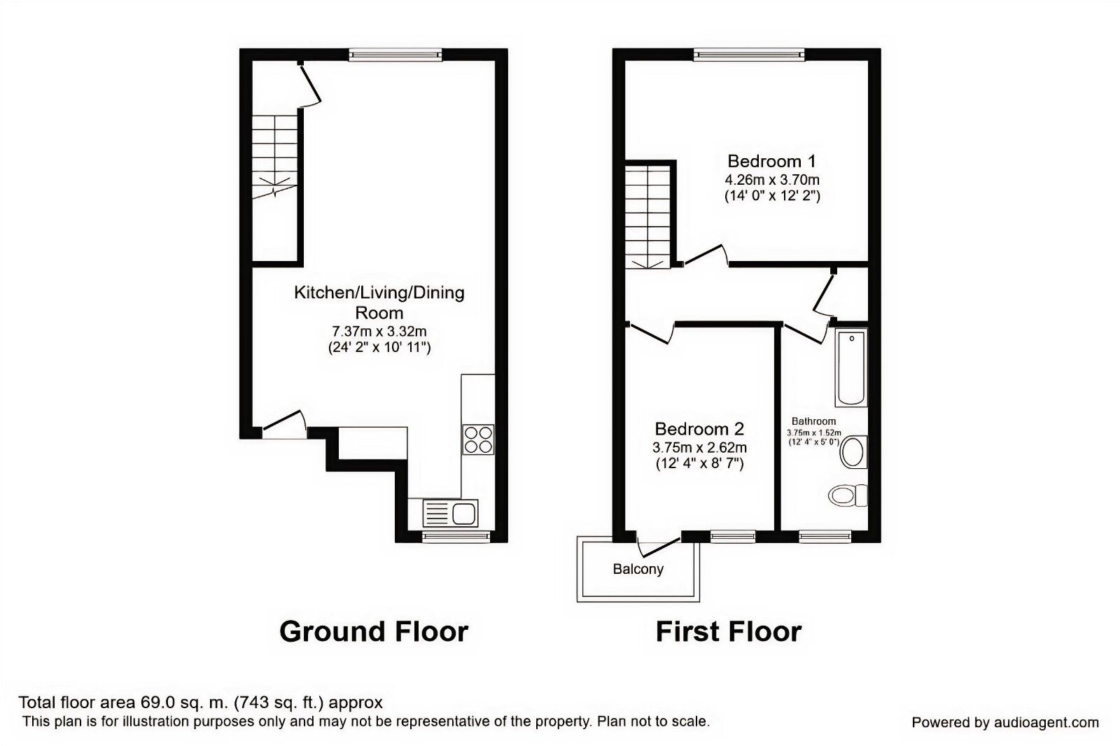 Floorplan of 2 bedroom Flat to rent, Croxteth Hall Lane, Croxteth, Liverpool, L11