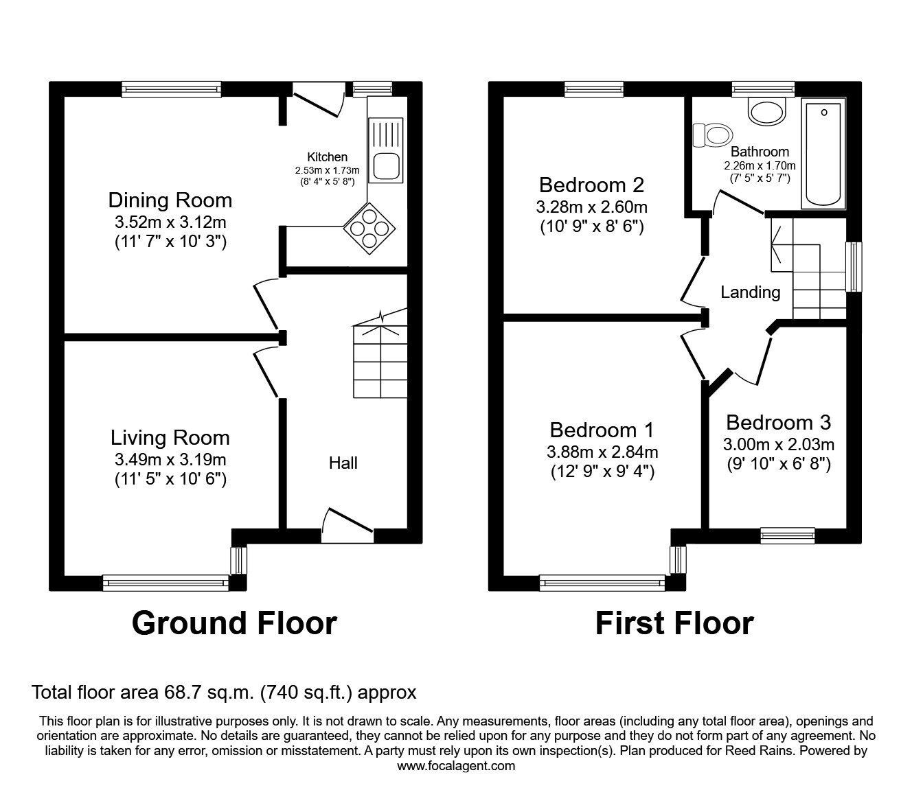Floorplan of 3 bedroom End Terrace House to rent, Brookland Road East, Liverpool, Merseyside, L13