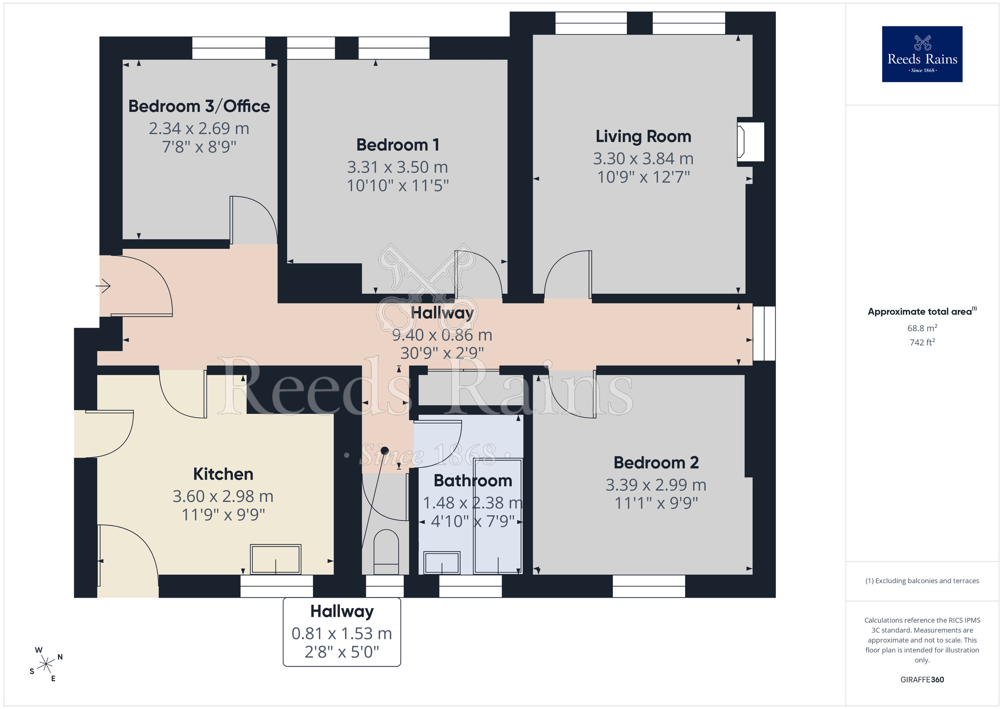 Floorplan of 3 bedroom Flat for sale, Muirhead Avenue, Liverpool, Merseyside, L13