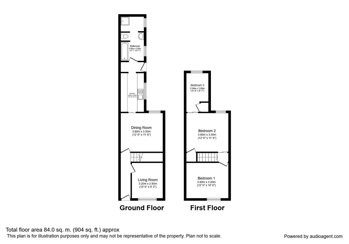 Floorplan of 2 bedroom Mid Terrace House to rent, Oakland Street, Widnes, Cheshire, WA8