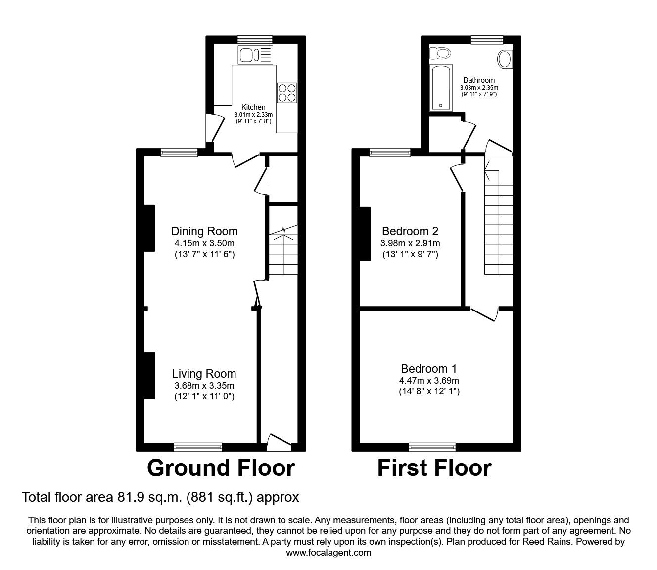 Floorplan of 2 bedroom Mid Terrace House to rent, Frederick Street, Widnes, Cheshire, WA8