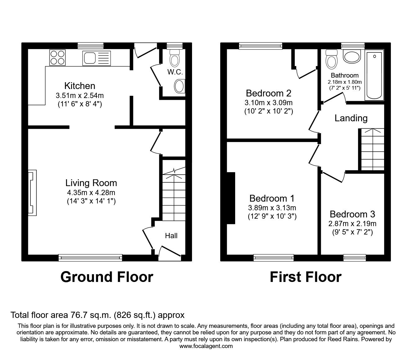 Floorplan of 3 bedroom Mid Terrace House to rent, Henderson Road, Widnes, Cheshire, WA8