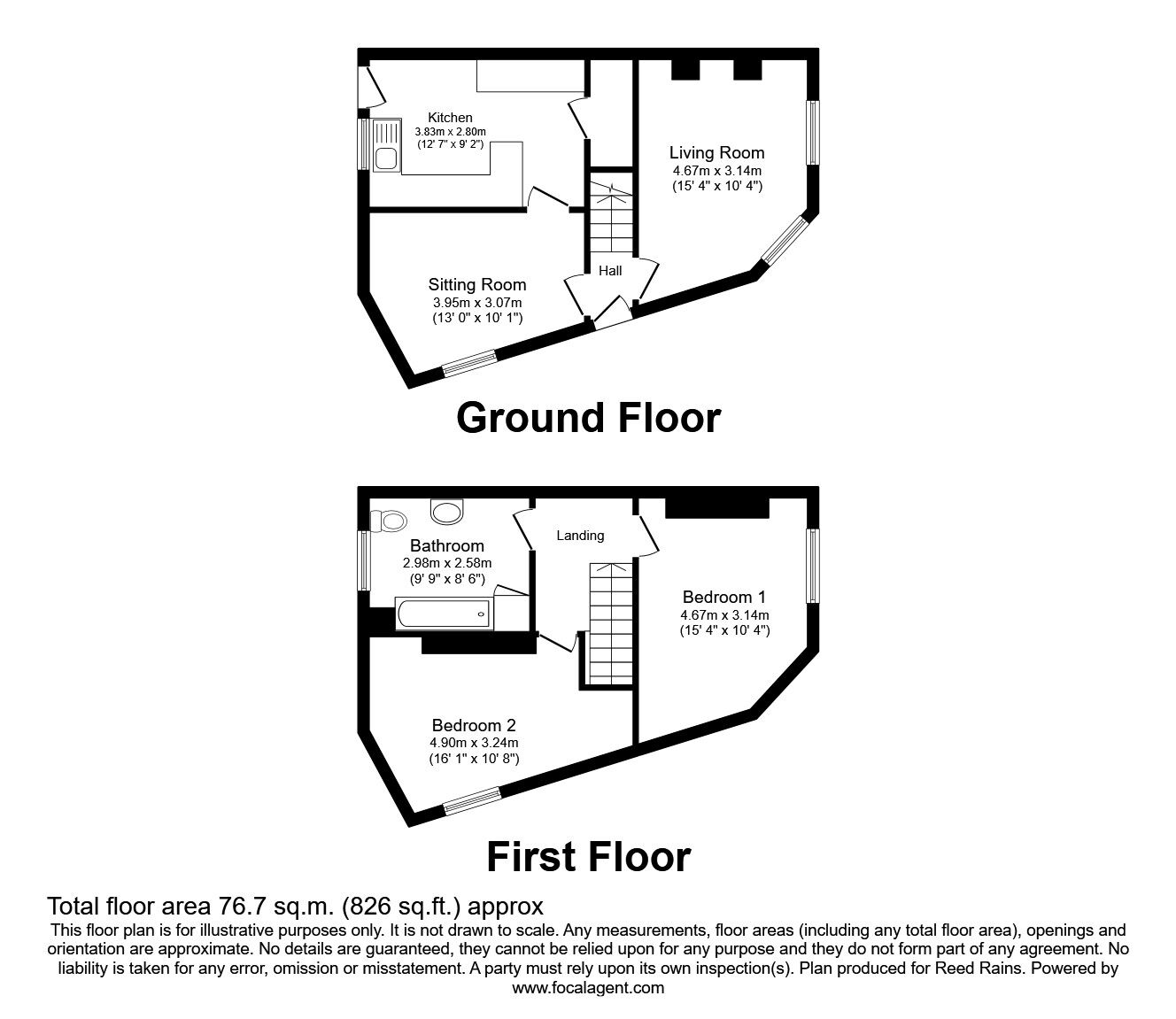 Floorplan of 2 bedroom End Terrace House to rent, Ditchfield Road, Widnes, Cheshire, WA8