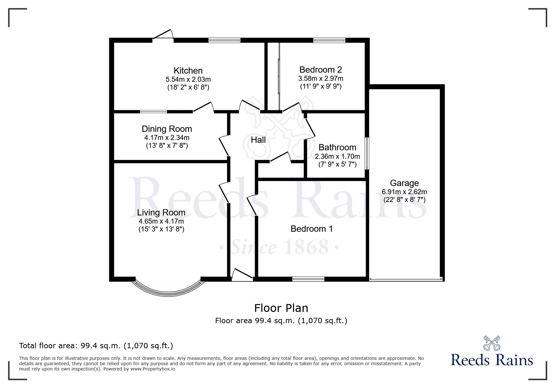 Floorplan of 2 bedroom Semi Detached Bungalow for sale, Beaconsfield Crescent, Widnes, Cheshire, WA8