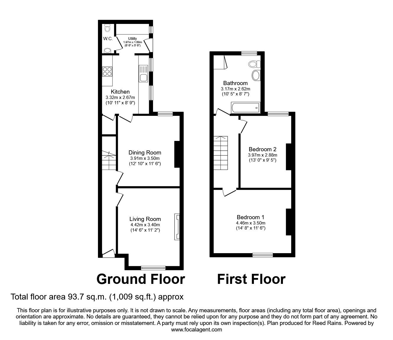 Floorplan of 2 bedroom Mid Terrace House for sale, Park Road, Widnes, Cheshire, WA8