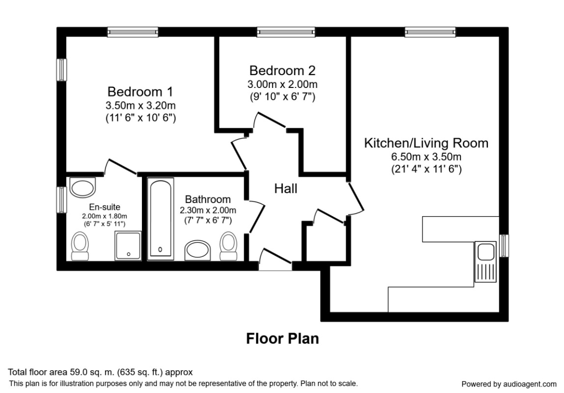 Floorplan of 2 bedroom  Flat to rent, Richmond Court, Widnes, Cheshire, WA8