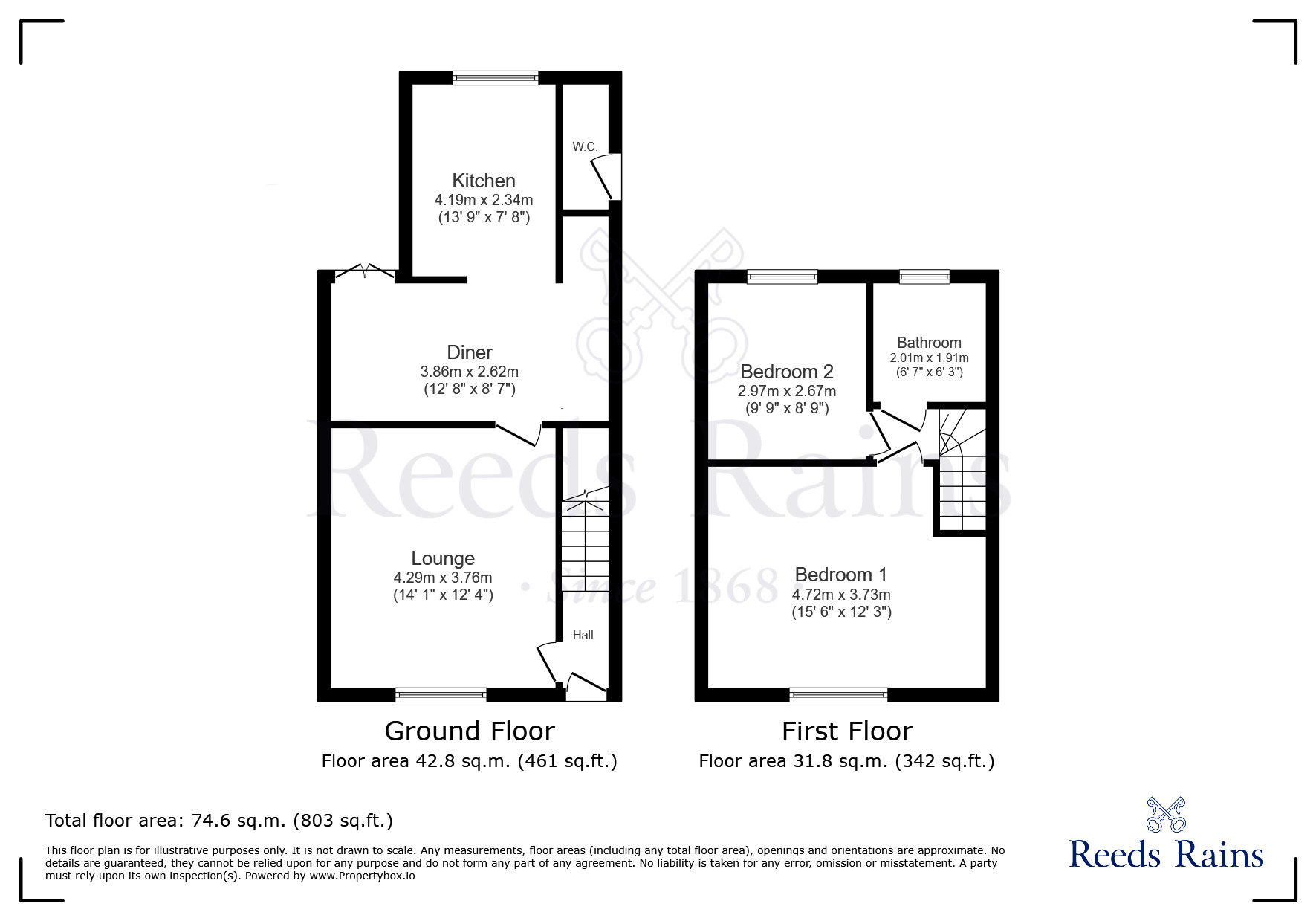 Floorplan of 2 bedroom Mid Terrace House for sale, Berry Road, Widnes, Cheshire, WA8