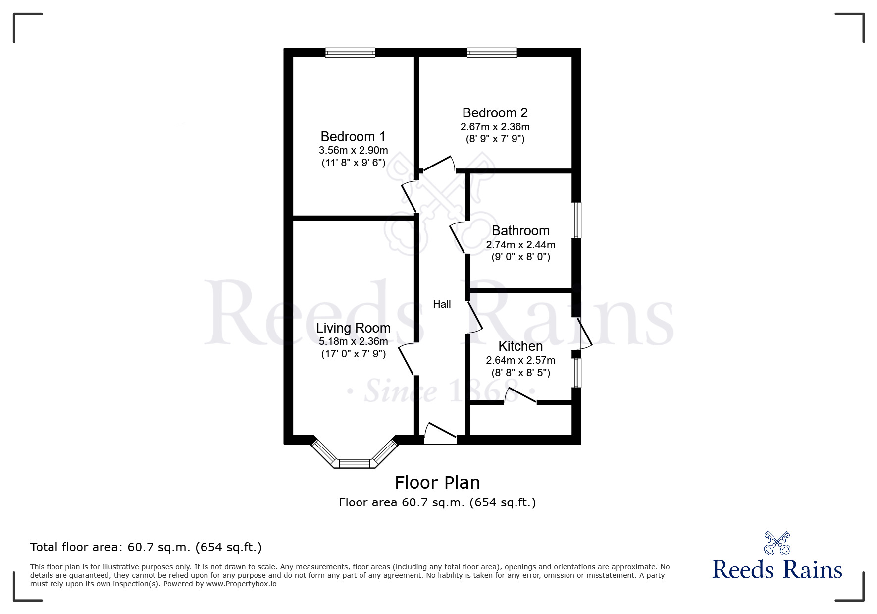 Floorplan of 2 bedroom Semi Detached Bungalow for sale, Neptune Close, Murdishaw, Cheshire, WA7