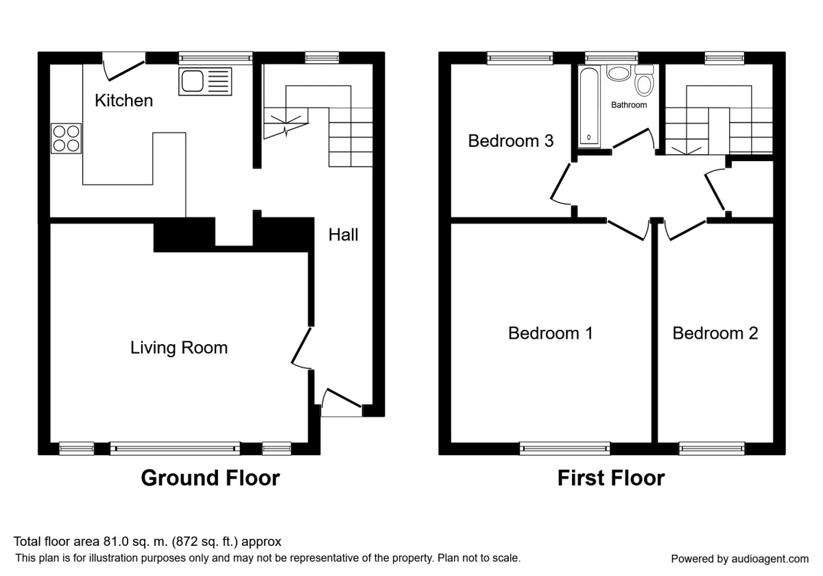 Floorplan of 3 bedroom Mid Terrace House for sale, Barnes Road, Widnes, Cheshire, WA8