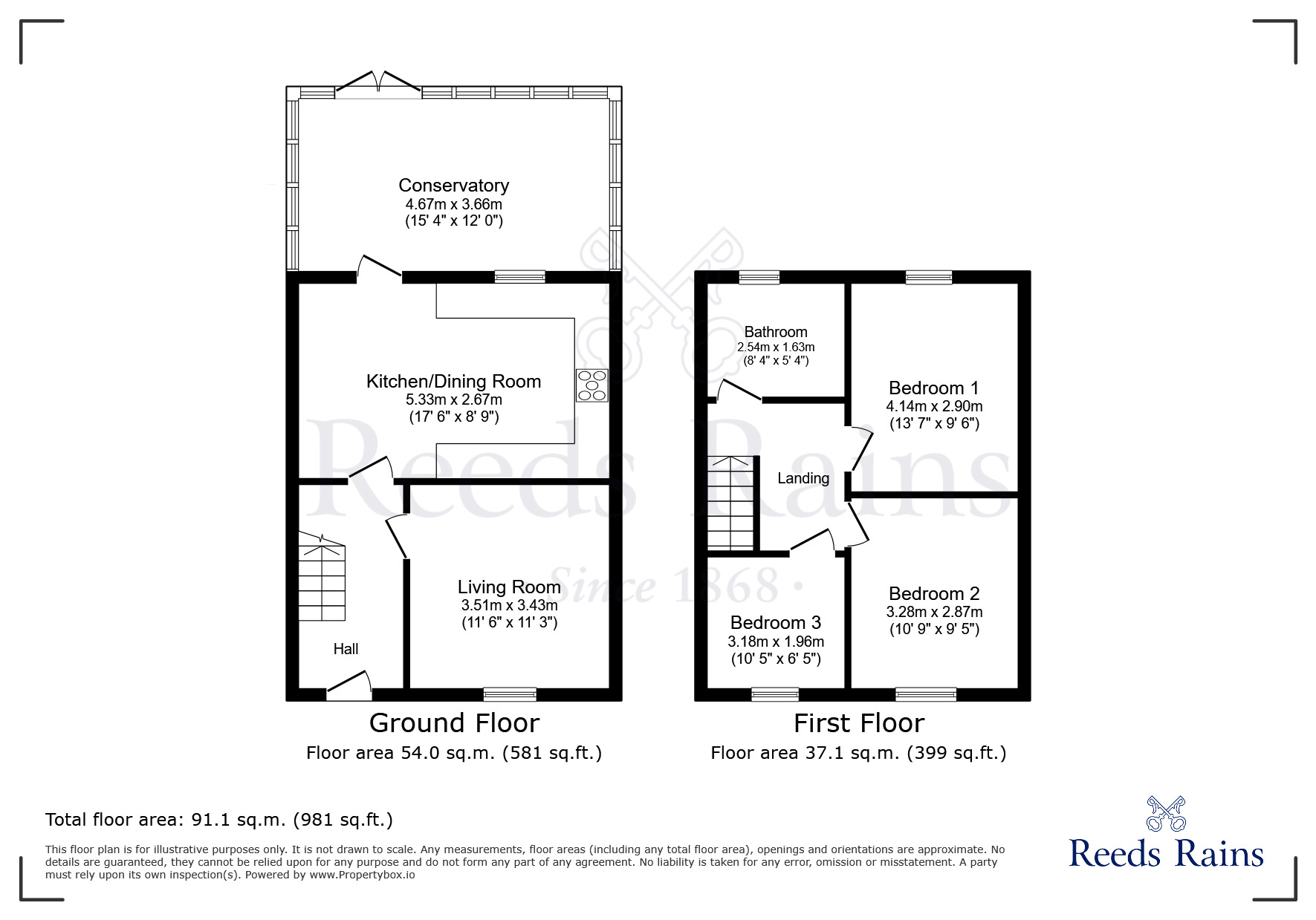 Floorplan of 3 bedroom Mid Terrace House for sale, Bridge View Close, Widnes, Cheshire, WA8